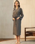 Bamboo Fiber Bathrobe | Waffle Weave Cotton Blend Grey