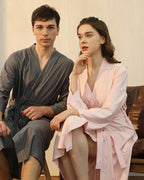 Bamboo Waffle Bathrobe | Soft Pink Long Length Robe