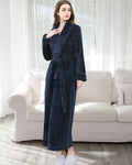 Plush Flannel Robe | Full Length Navy Blue Loungewear