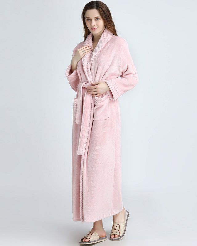 Plush Fleece Bathrobe | Full Length Pink Women's Loungewear