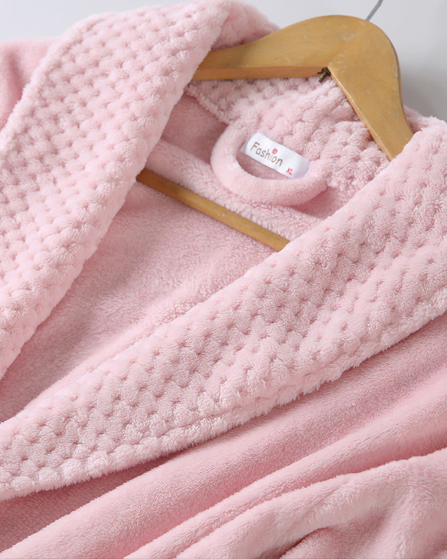 Plush Fleece Bathrobe | Full Length Pink Women's Loungewear