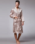 Luxury Silk Robe For Men | Paisley Pattern Satin Kimono