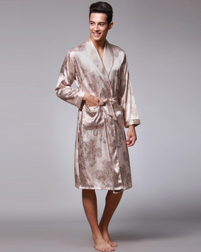 Luxury Silk Robe For Men | Paisley Pattern Satin Kimono