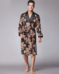 Luxury Silk Robe | Black With Copper Paisley Pattern