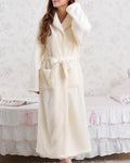 Plush Long Robe | Cream Fleece With Belt