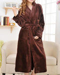 Plush Bathrobe Long | Soft Brown Fleece Women's Loungewear