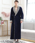Luxury Men's Robe | Navy Velvet With Plush Gray Trim