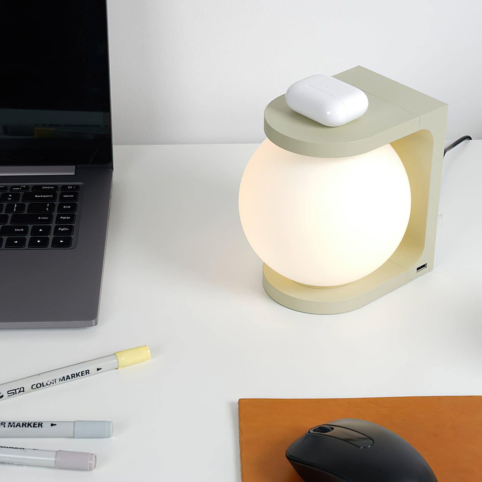 Modern Table Lamp | Wireless Charging Orb Design