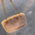 Faux Fur Shoulder Bag | Camel Chain Strap Clutch