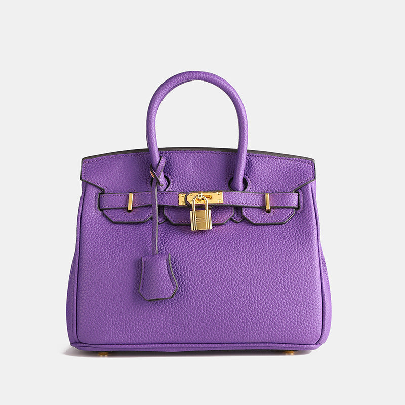 Classic Leather Tote Bag | Gold Hardware Lock Detail