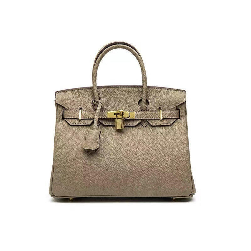 Classic Leather Tote Bag | Gold Hardware Lock Detail