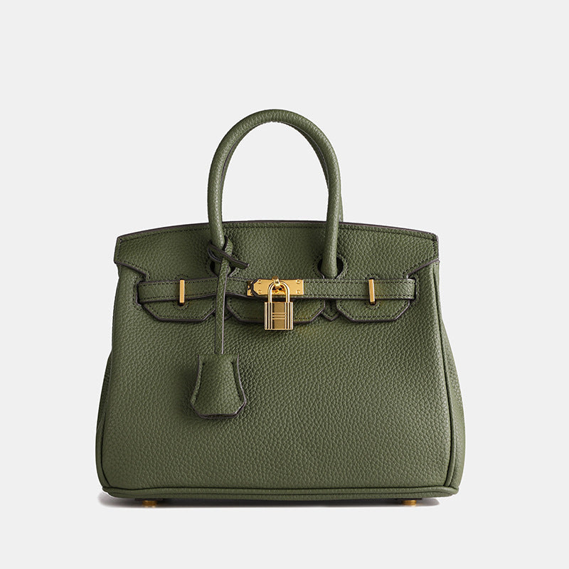 Classic Leather Tote Bag | Gold Hardware Lock Detail
