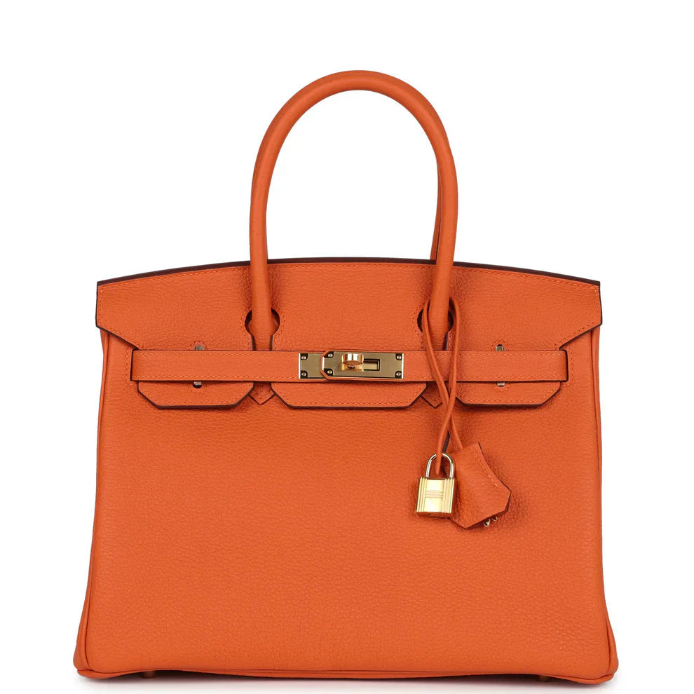 Classic Leather Tote Bag | Gold Hardware Lock Detail