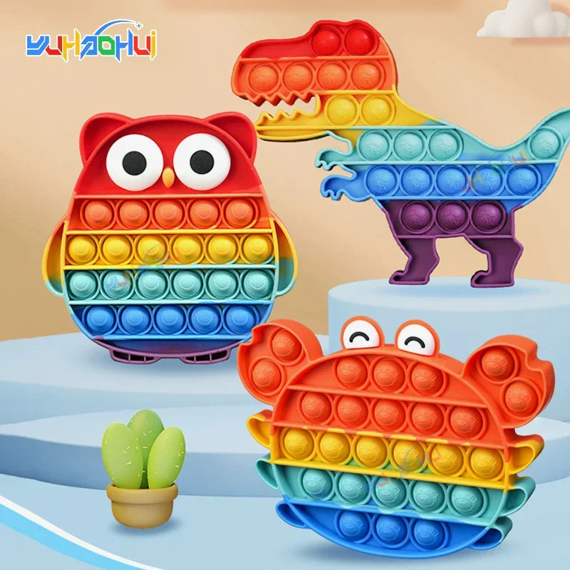 Sensory Pop Fidget Toy | Rainbow Animal Shapes Design