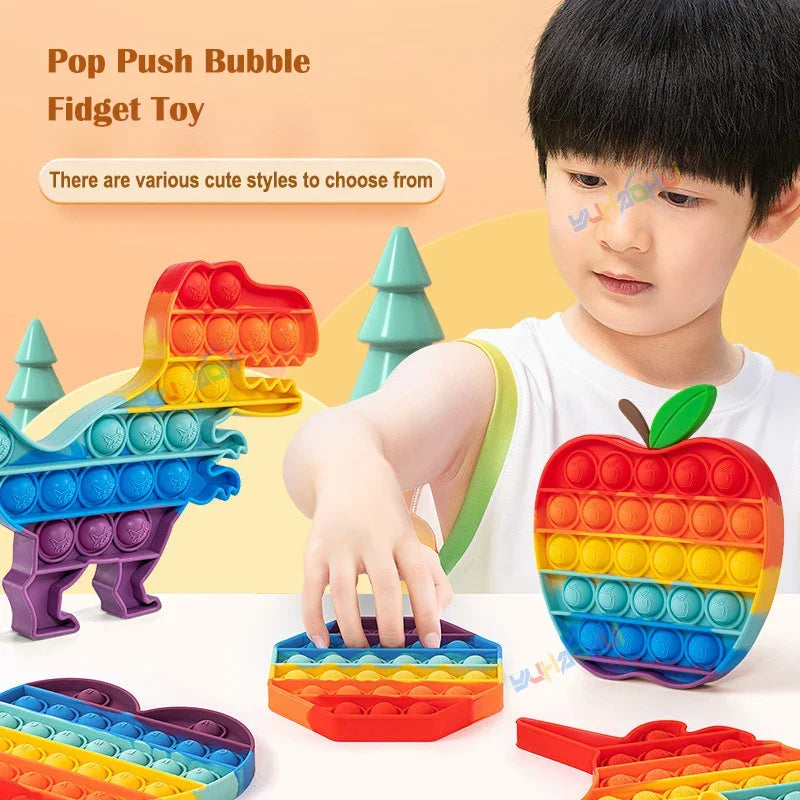 Sensory Pop Fidget Toy | Rainbow Animal Shapes Design