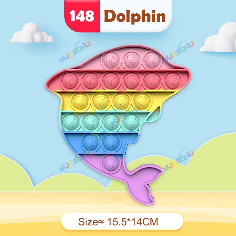 Sensory Pop Fidget Toy | Rainbow Animal Shapes Design