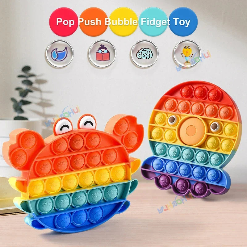 Sensory Pop Fidget Toy | Rainbow Animal Shapes Design