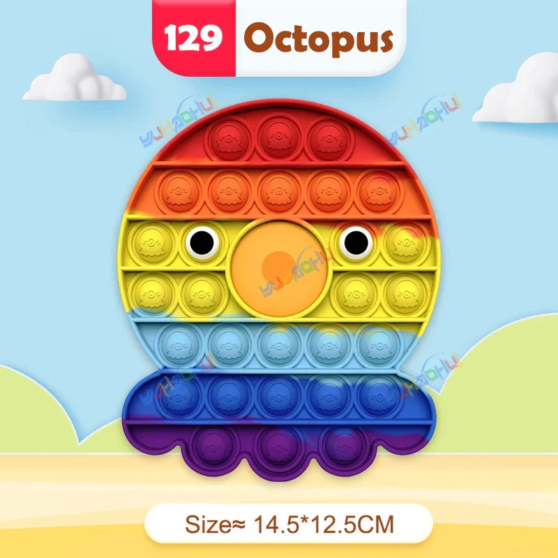 Sensory Pop Fidget Toy | Rainbow Animal Shapes Design