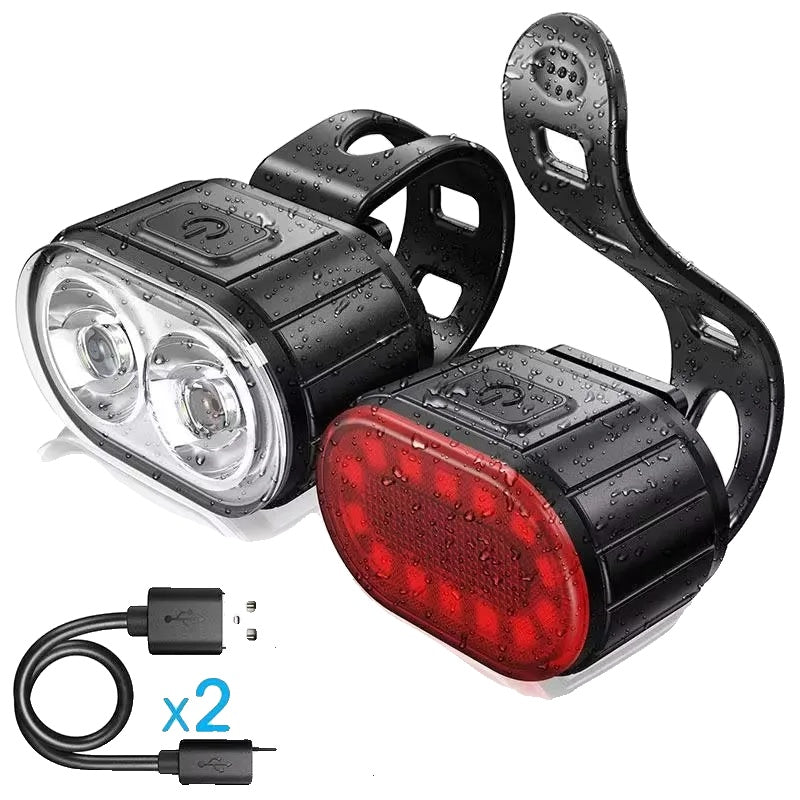 USB Rechargeable Bike Light Set | Front & Rear LED Safety Lights