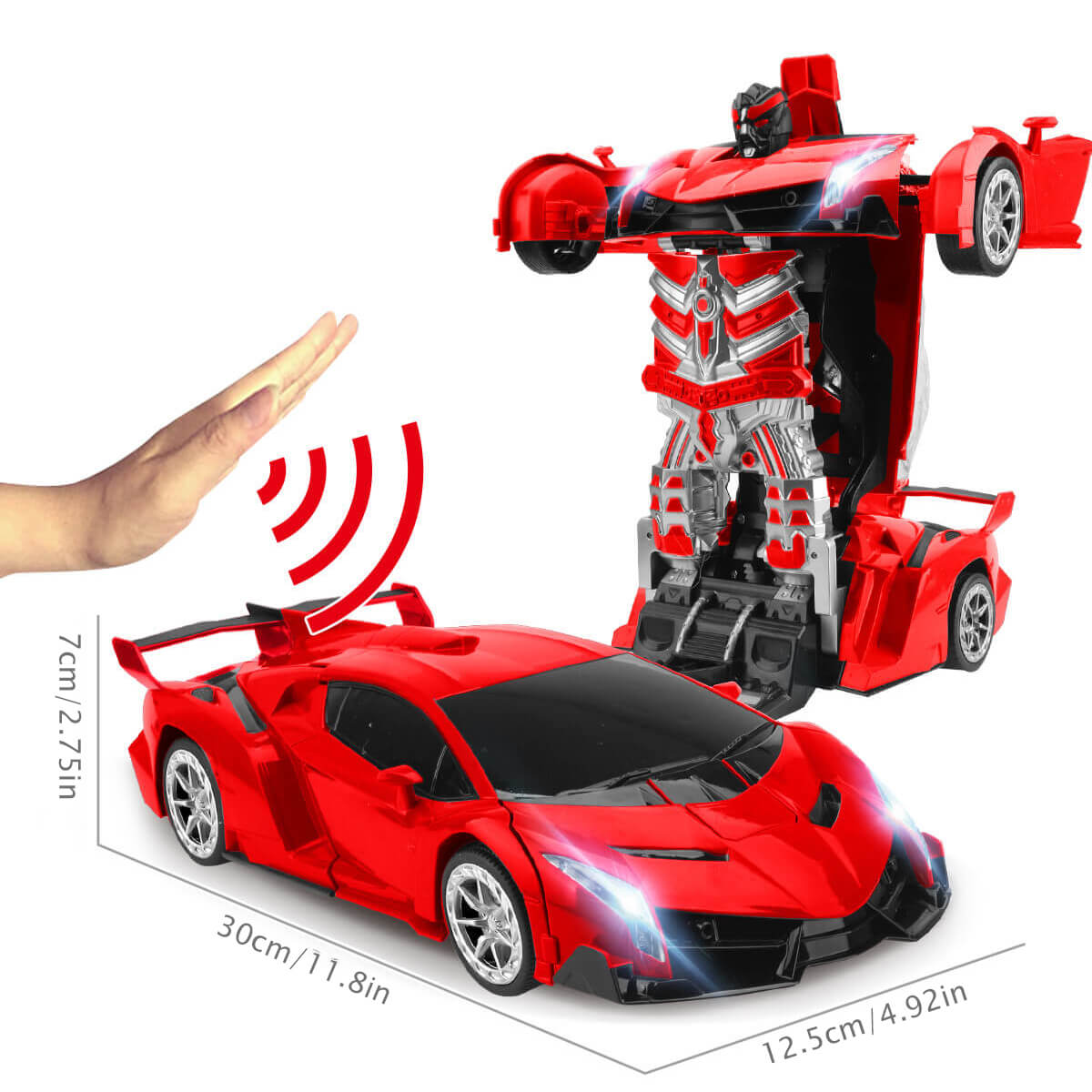 Interactive RC Robot Car | LED Light & Sound Transforming Toy