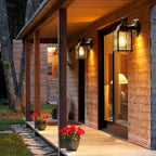 Traditional Outdoor Wall Lantern | Black Metal Glass Sconce