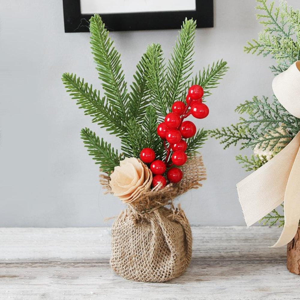 Mini Christmas Tree Set | Rustic Tabletop Holiday Decorations