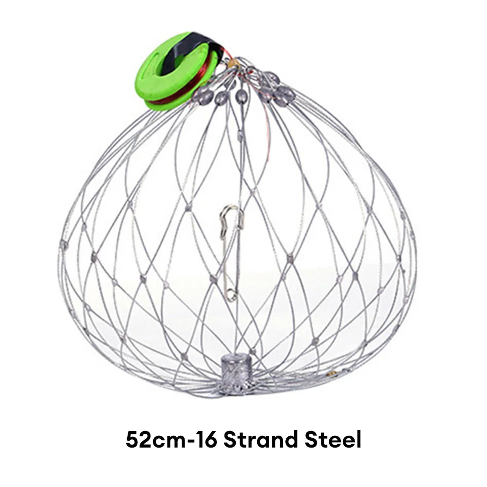 Collapsible Fishing Trap Net | Stainless Steel Mesh Design