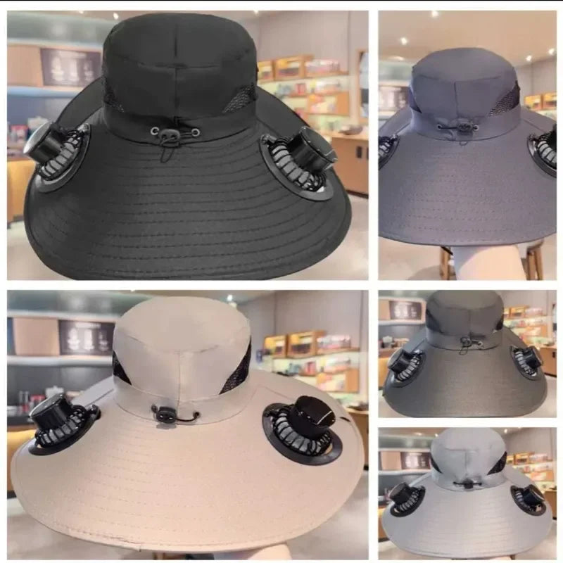Solar Fan Sun Hat | Wide Brim Cooling Technology