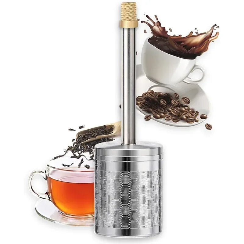 Portable French Press Coffee & Tea Maker | Stainless Steel Travel Brewer