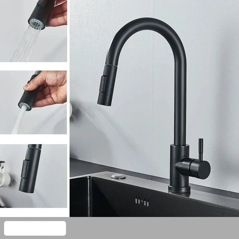 Modern Pull Down Kitchen Faucet | Brushed Nickel Flexible Spout