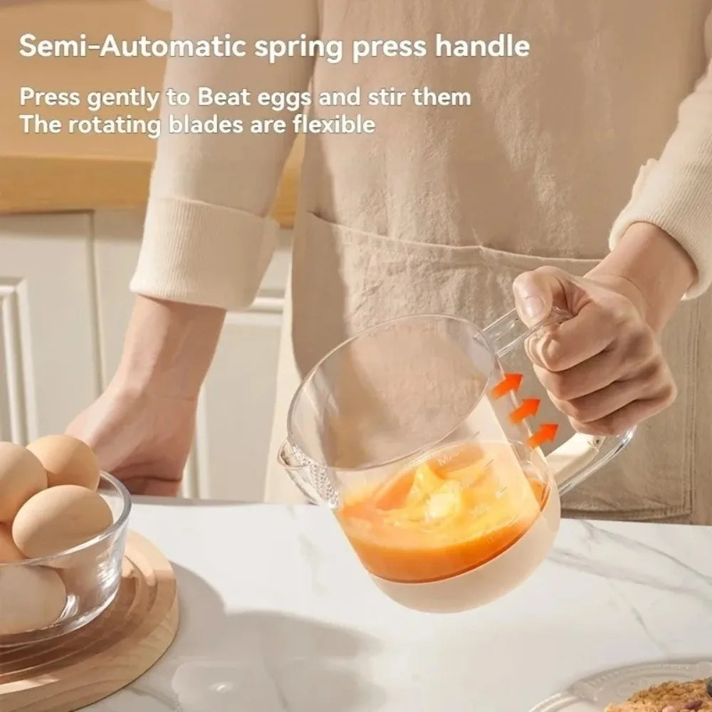 Kitchen Mixing Cup | Manual Stirring Beater With Spring Handle