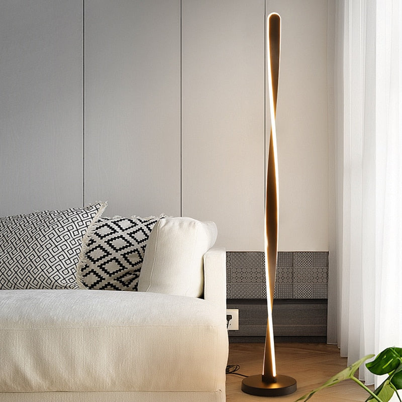 Modern LED Floor Lamp | Twisted Aluminum Design