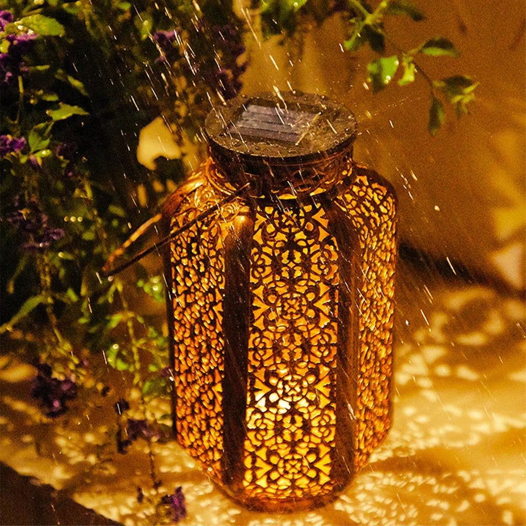 Solar Garden Lantern | Moroccan Iron Lattice Design