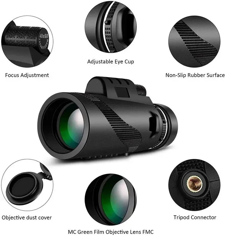 Professional Monocular Telescope | 80x Magnification BAK4 Prism