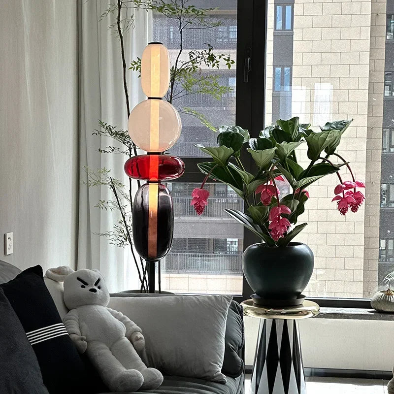 Modern Floor Lamp | Stacked Glass Spheres Design