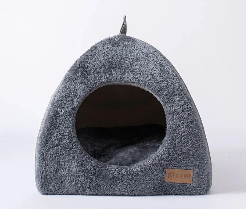 Plush Cat House | Triangular Velvet Pet Shelter