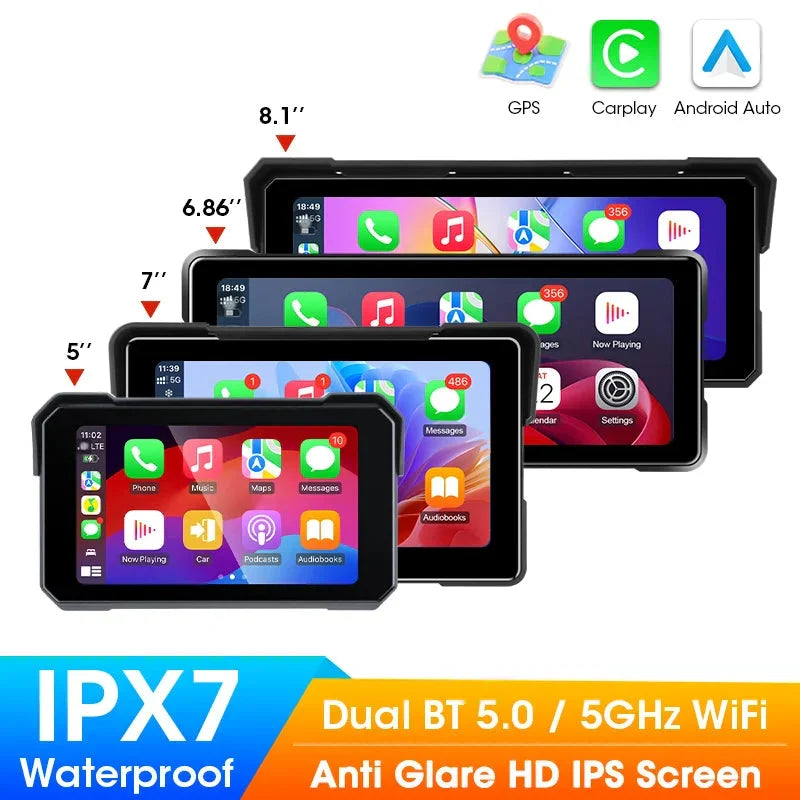 Smart Motorcycle Display | IPX7 Waterproof CarPlay Android Auto