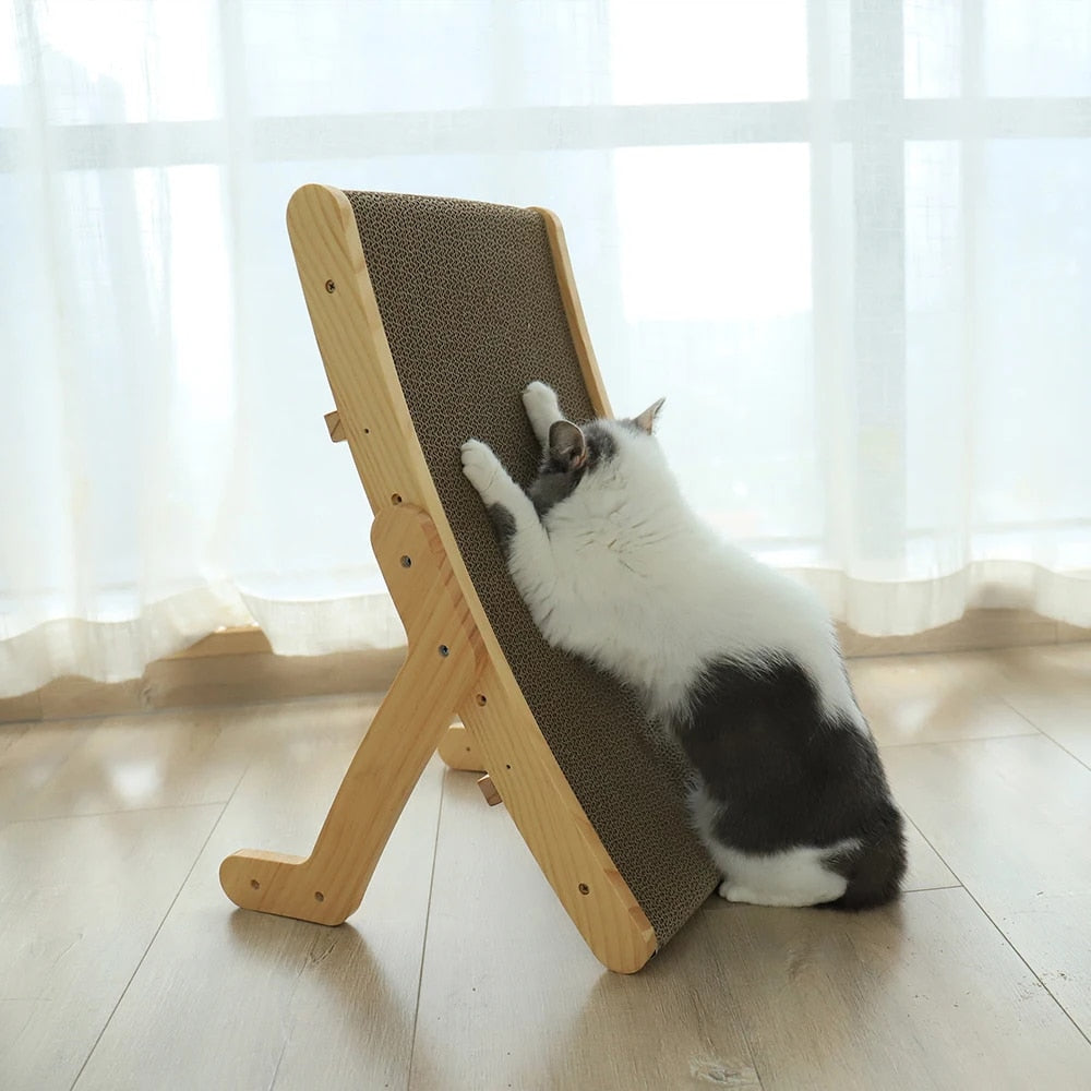 Modern Cat Lounge Bed | Natural Wood Frame with Sisal Mat
