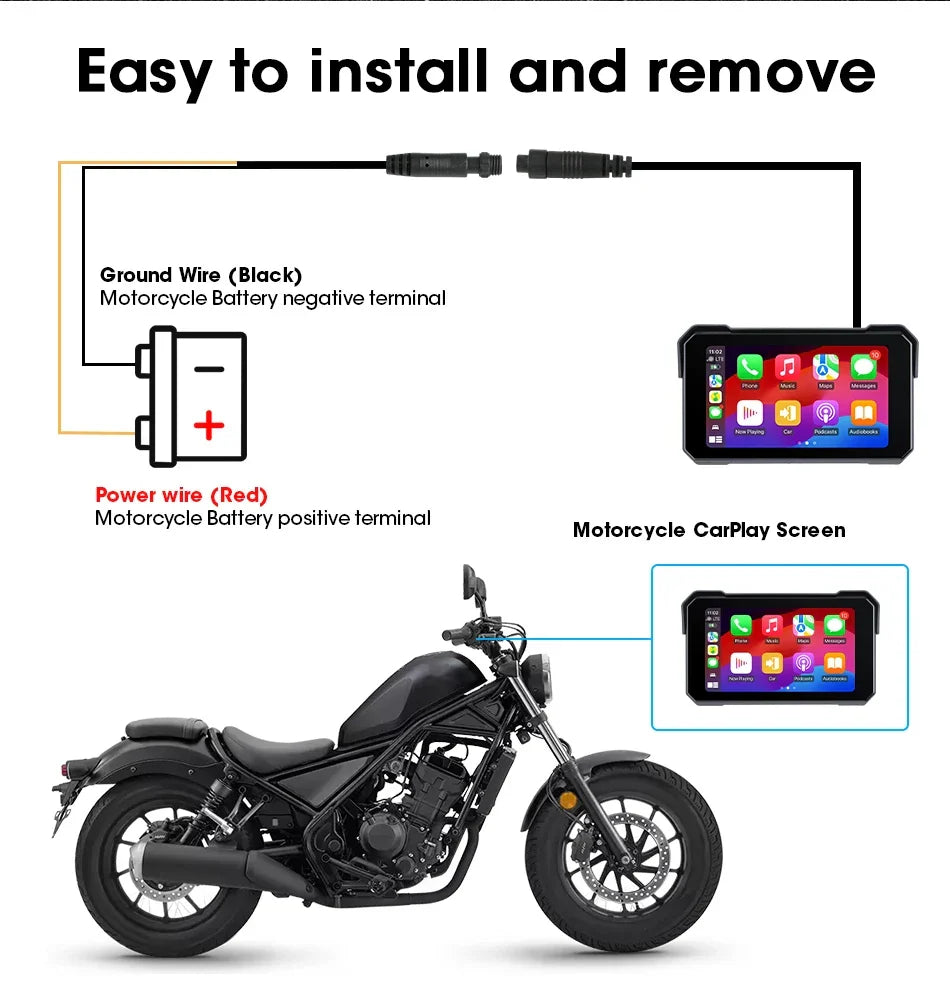 Smart Motorcycle Display | IPX7 Waterproof CarPlay Android Auto