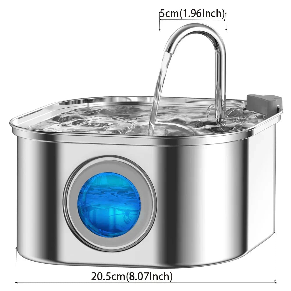 Pet Water Fountain | LED Indicator Stainless Steel Design