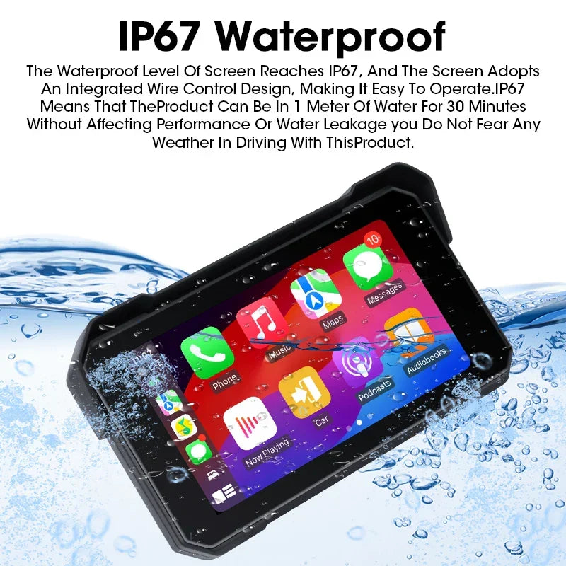 Smart Motorcycle Display | IPX7 Waterproof CarPlay Android Auto