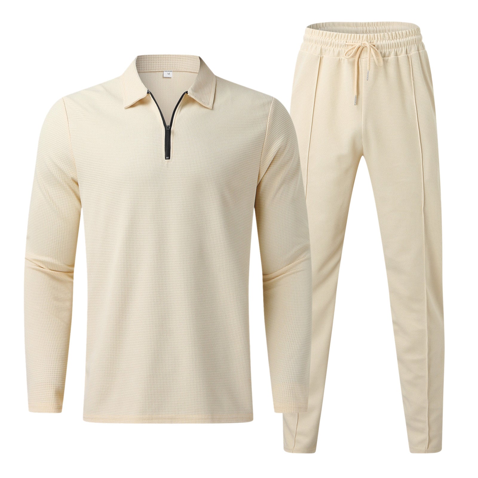 Mens Loungewear Set | Textured Waffle Knit Quarter-Zip Design