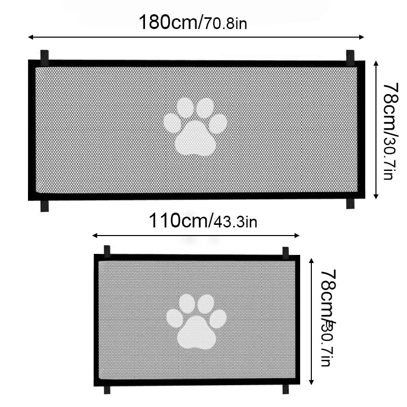 Retractable Pet Safety Gate | Mesh Barrier with Paw Print Design