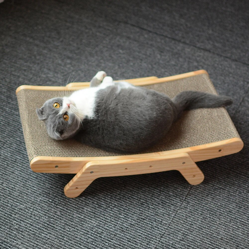 Modern Cat Lounge Bed | Natural Wood Frame with Sisal Mat