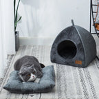 Plush Cat House | Triangular Velvet Pet Shelter