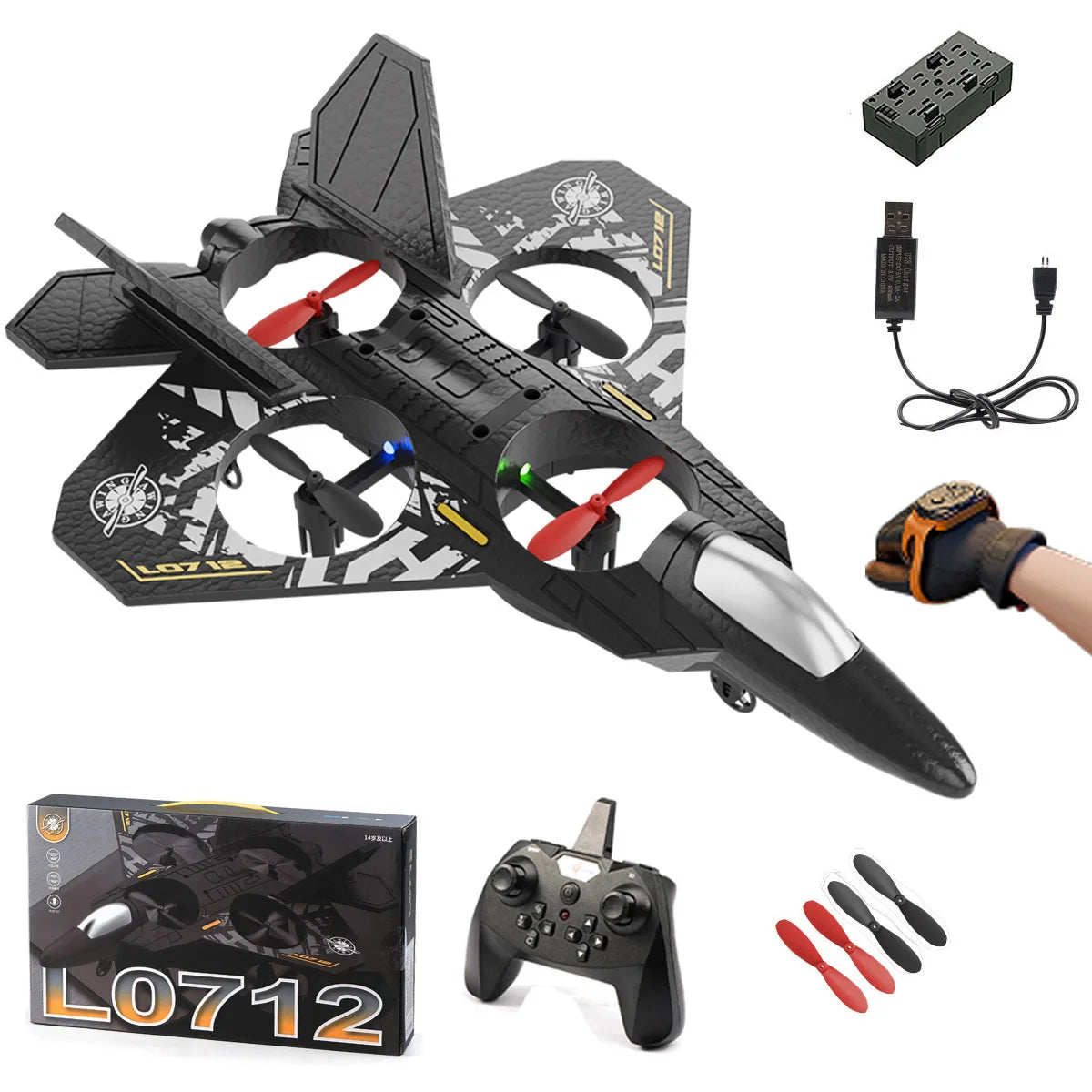 RC Fighter Drone | Quad Motor Gravity Sensor Aircraft