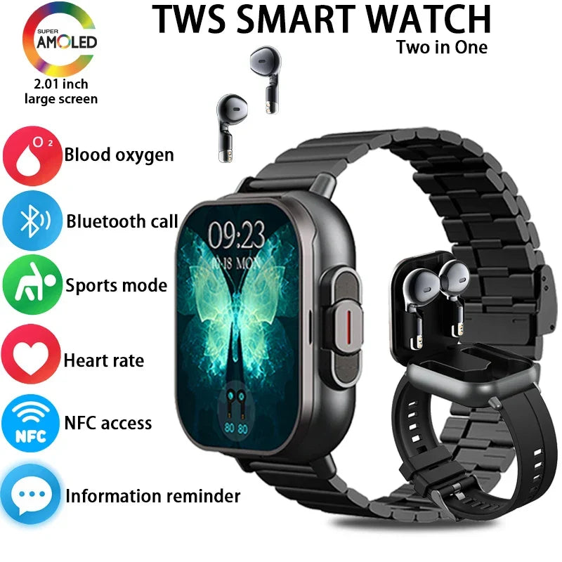 Smart Fitness Watch | 2-in-1 AMOLED With Wireless Earbuds