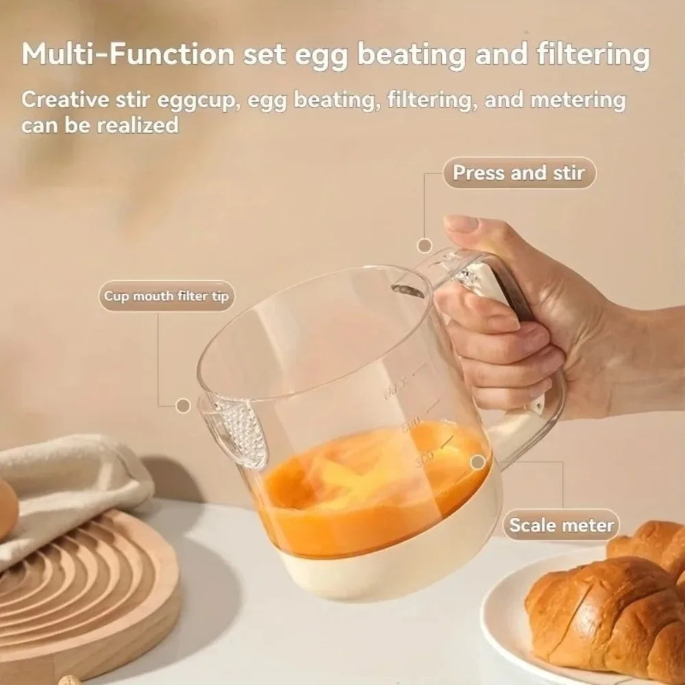 Kitchen Mixing Cup | Manual Stirring Beater With Spring Handle