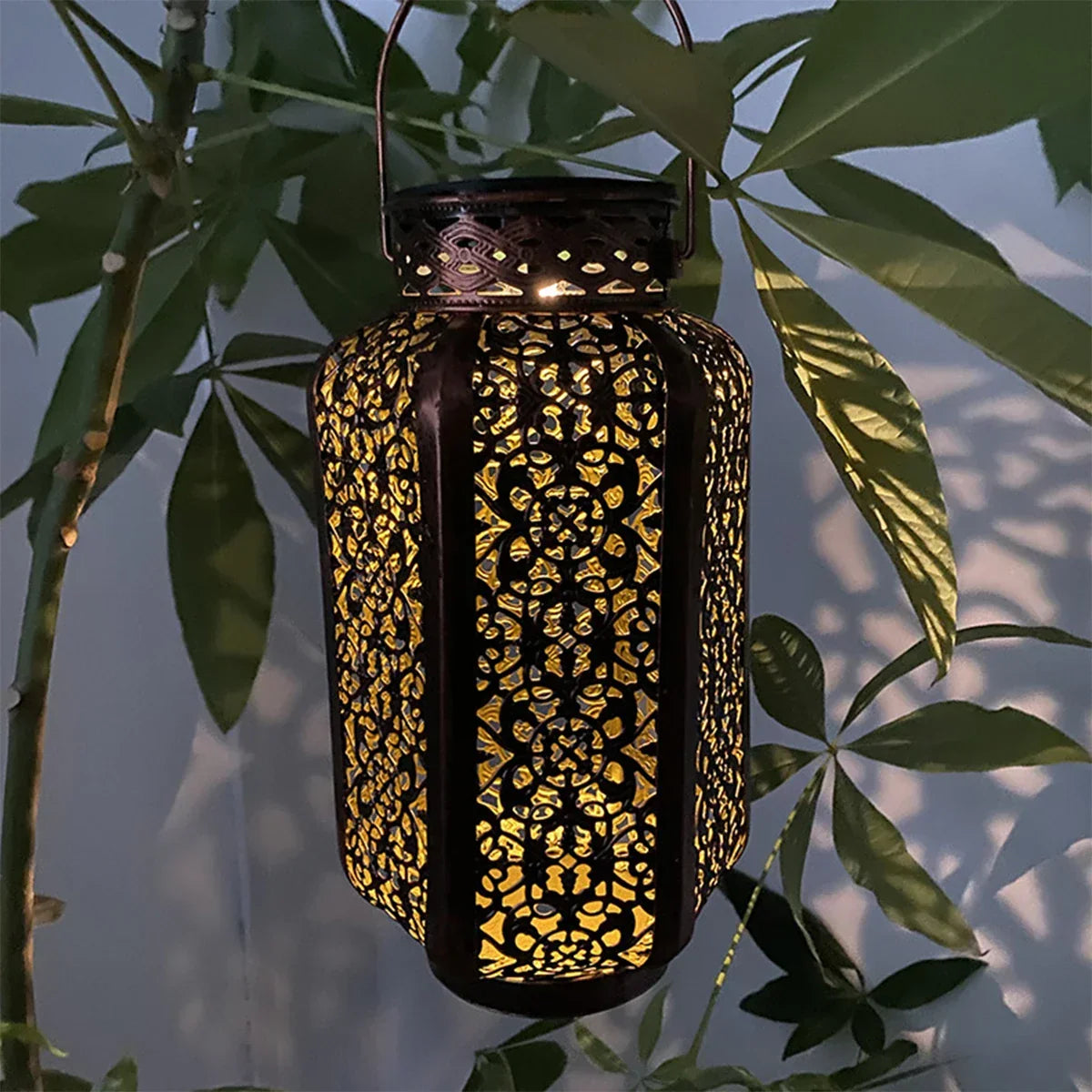 Solar Garden Lantern | Moroccan Iron Lattice Design