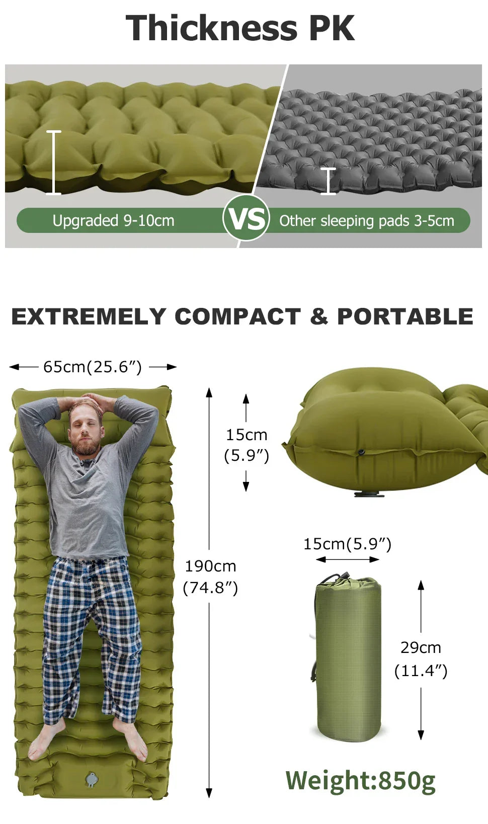 Ultralight Camping Mat | Self-Inflating Outdoor Sleeping Pad